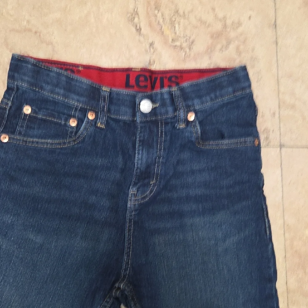 Levi's Dark Blue Denim Kids Shorts with Red Waistband Detail Boy 14